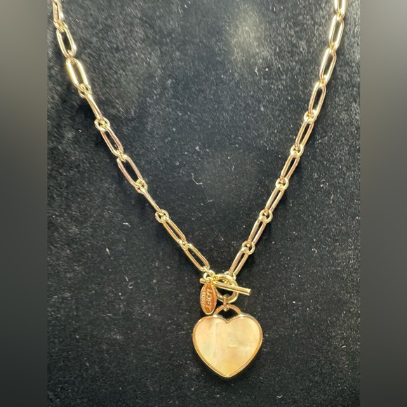 The Loft Gold Tone Faux Mother of Pearl Heart Toggle Front Closure Necklace - Picture 2 of 3